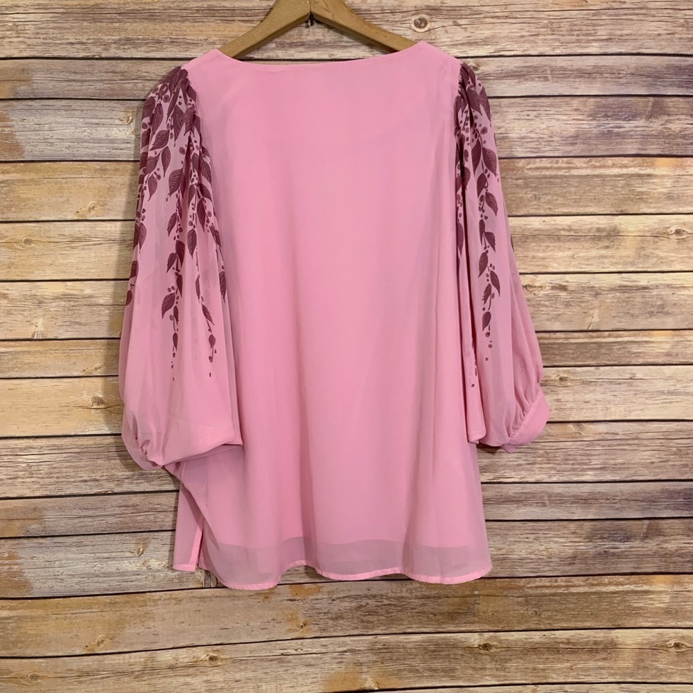 Bob Mackie Wearable Art Pink Peasant Sleeve Blouse Art to Wear Barbiecore - Picture 4 of 6
